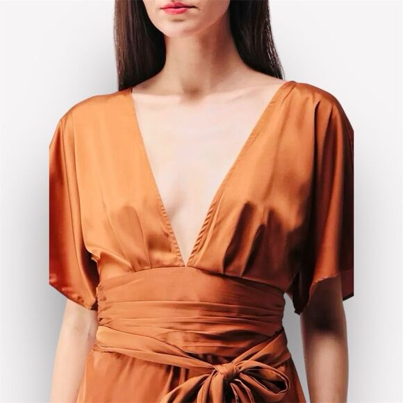 Forever 21 Romper Playsuit Golden Orange Light Brown NWOT - Picture 3 of 11